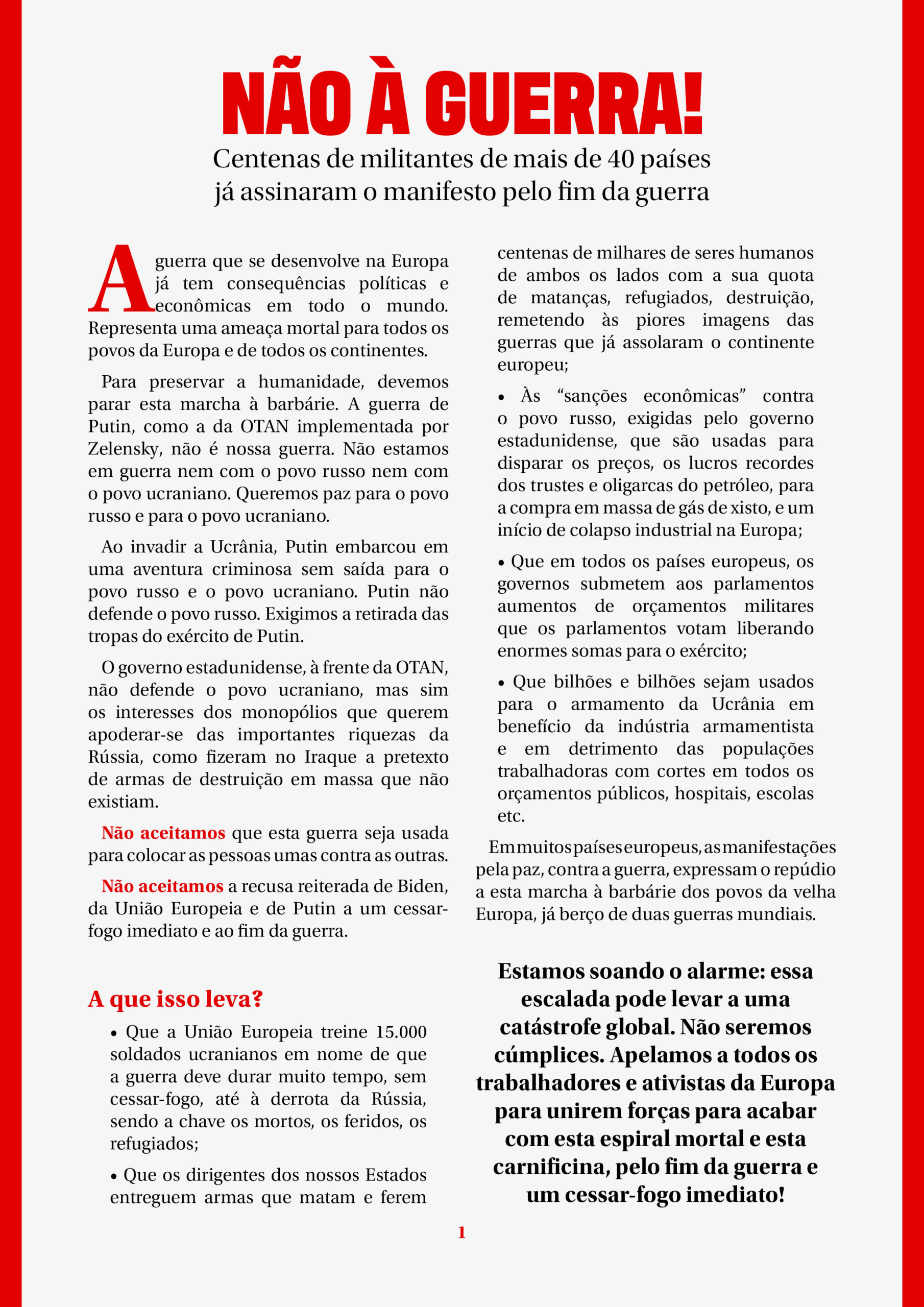 Manifesto internacional "Não à guerra!"